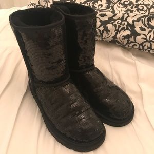 Black Sequin UGGs Classic Short